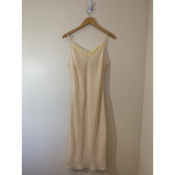 Ice Dresses & Skirts - Ice Womens Midi Slip Dress 6 Pink Semi Sheer Cream Lace Dainty Feminine‎ Fairy